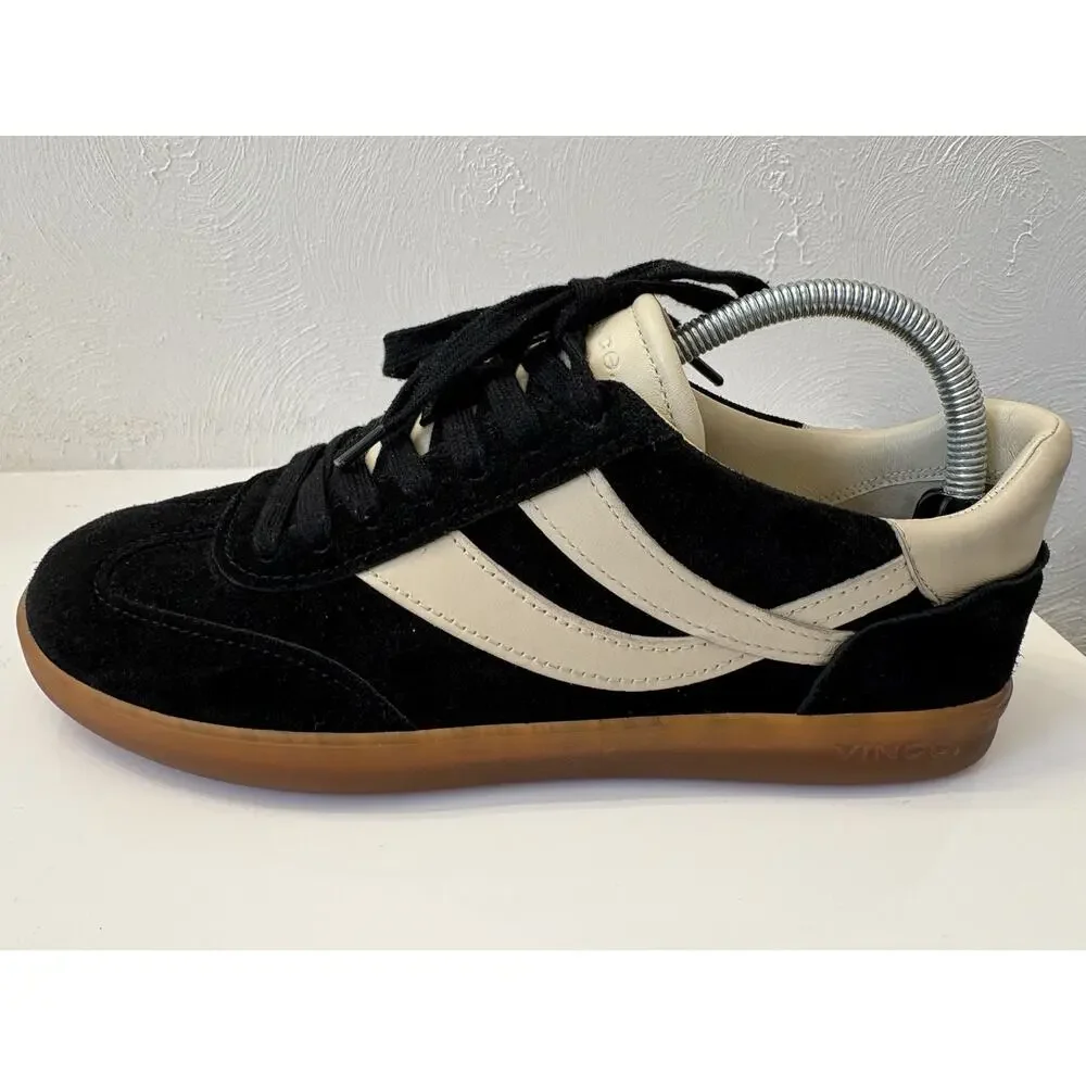 Vince Oasis-M Lace-Up Retro Sneakers Black Suede Cream Leather Men’s 9